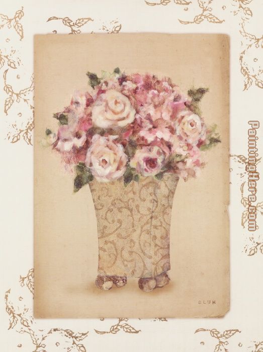 Roses in a Painted Vase I painting - Cheri Blum Roses in a Painted Vase I art painting